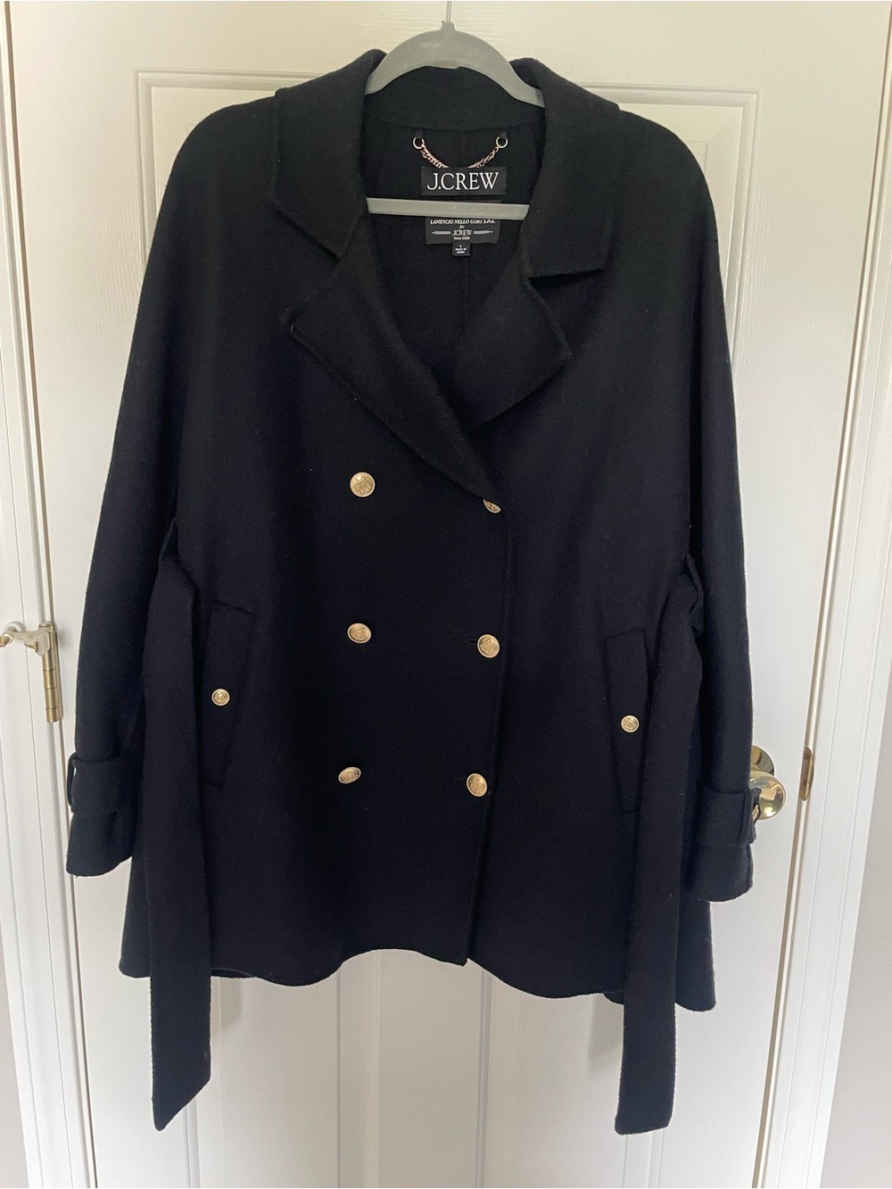 J. Crew Black Double-Breasted Peacoat with Gold Buttons